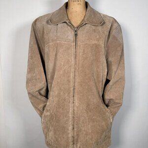 Vintage Suede Leather Beige Jacket